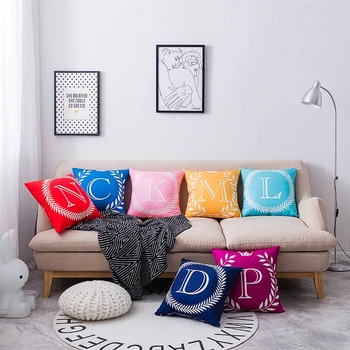 

26 English letters A-Z velvet fabric double sided letters sofa cushion cover 45x45/55x55cm home/hotel/office throw pillow case