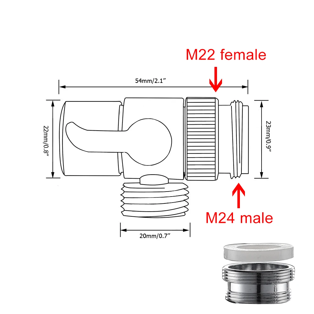 Ciencia Brass Sink Faucet Diverter Valve to Sink Hose Sprayer,Faucet Splitter for Kitchen,Sink Faucet Replacement Part M22 x M24