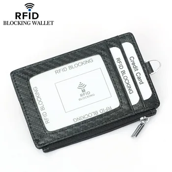 

Anti Rfid Credit Card Holders Carbon Fiber Minimalist Case Wallets Men Slim Leather Business Bank Cardholder Pocket Purse