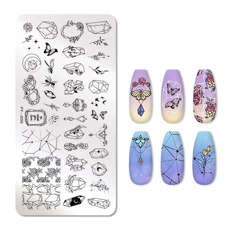 PICT YOU Nail Stamping Plates Rhinestone Pattern Nail Art Plate Stencil ...