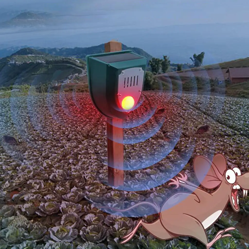 Warning Animal Repeller-- Scarecrow W/ LED Ultrasonic Waterproof Burglar Alarm Repellent Defender for Barn Yard Cat Bat | Дом и сад