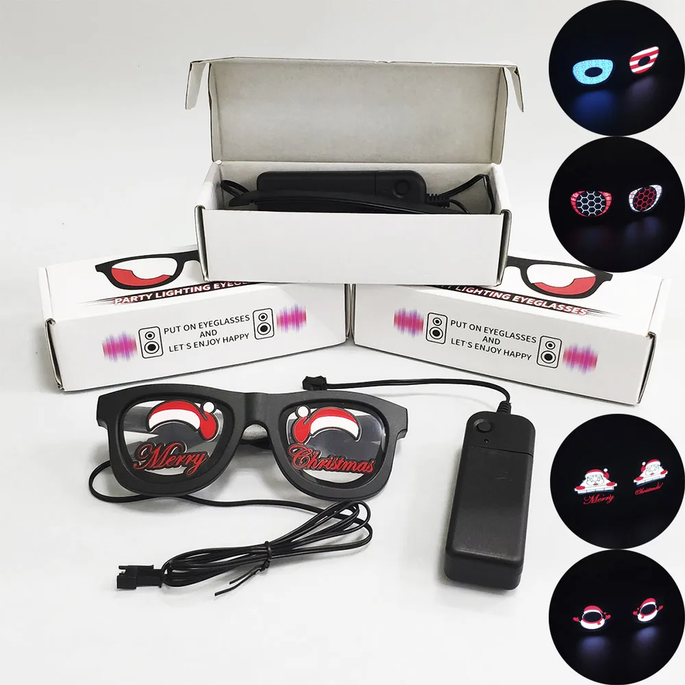 GB02 LED Glowing Glasses Masks DIY Glass Halloween Santa Claus Xmas Christmas Birthday Gifts Festival Party Supplies Home Decors