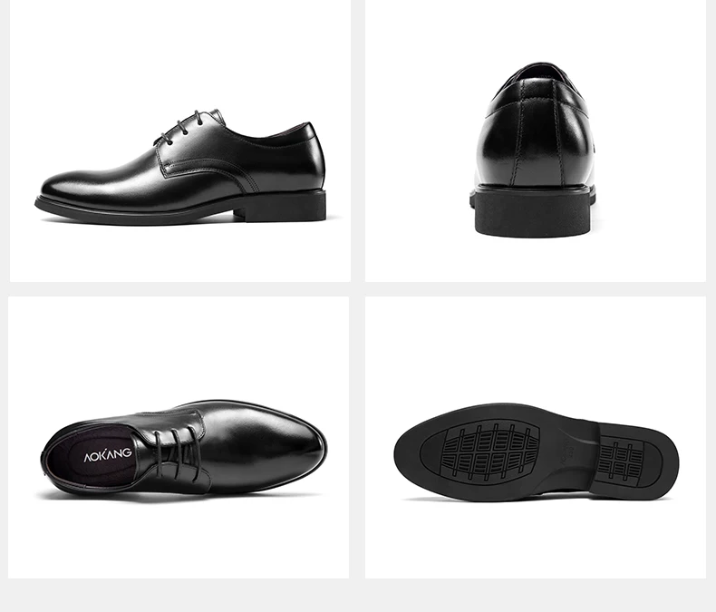 AOKANG/Мужские модельные туфли мужские туфли «Дерби» из натуральной кожи Высококачественная модная официальная обувь мужская деловая обувь на плоской подошве Большие размеры