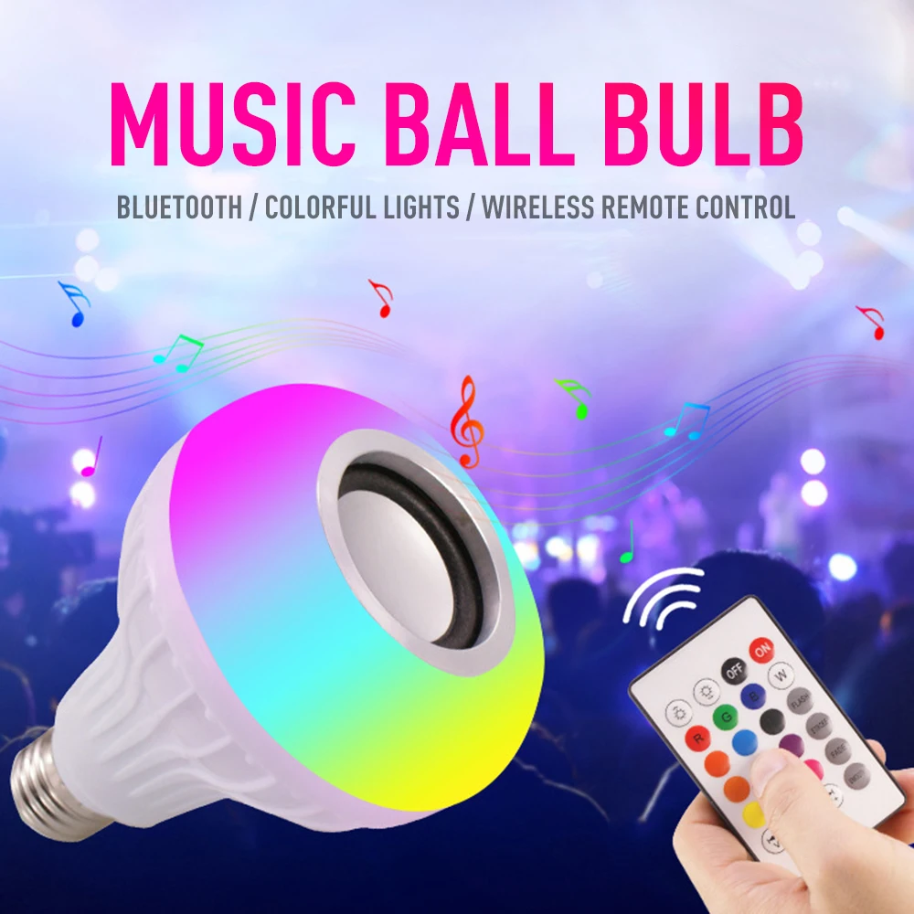 

OOBEST Wireless Bluetooth LED Light Speaker Bulb RGB E27 12W Music Playing lamp Remote WiFi colorful music bulb stage light