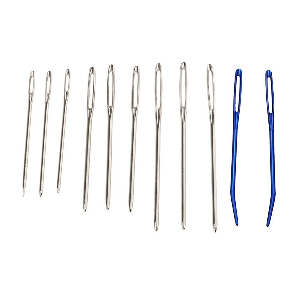 9 Pieces Large Eye Blunt Needles with 2 Pieces Bent Tip Needles for Tapestry Darning