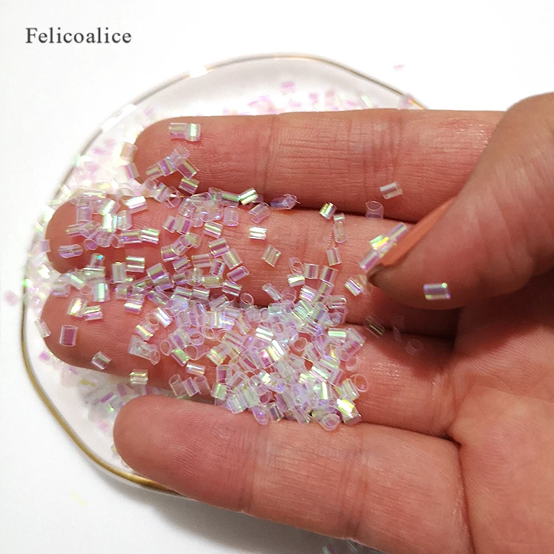 Description Picture 3 of item2*3mm 100g Bingsu Beads Czech Cylindrical Plastic Seed Needle Beads For DIY Material Cross Stitch Embroidery Handmade Sewing