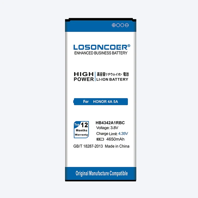 Аккумулятор LOSONCOER HB4342A1RBC 4650 мАч для Huawei Honor 4A y5II Y5 II 2 Ascend 5 + Y6 honor 5A 100% оригинал SCL