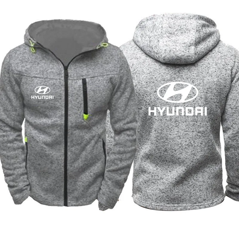 Куртка для мужчин, автомобиль Hyundai, логотип, принт, Повседневная Хип-Хоп Harajuku, цвет, с капюшоном, флисовые толстовки на молнии, мужская одежда