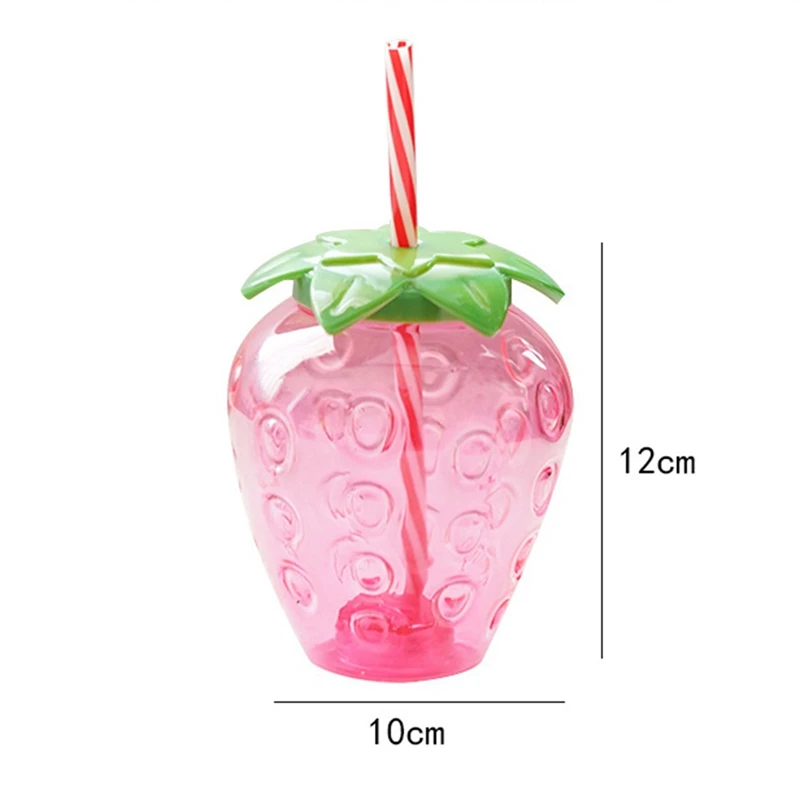 Creative Picnic Portable Water Cup with Simulation Strawberry Ornament Cartoon Cute 3D Strawberry Straw Cup