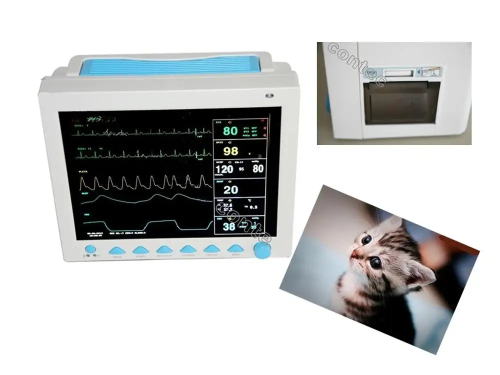 CMS8000VET Printer Фельдшерский Монитор пациента CMS8000 VET 6 параметров жизненные знаки ECG NIBP SPO2 RESP TEMP PR - Цвет: CMS8000VET Printer