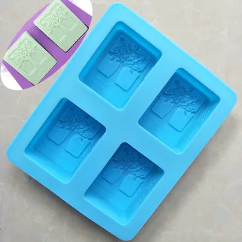 

4 Even Happiness Tree Silicone Soap Mold Easily Removable Mold Repeated Use High-temperature Resistant Cold Process Soap Mould