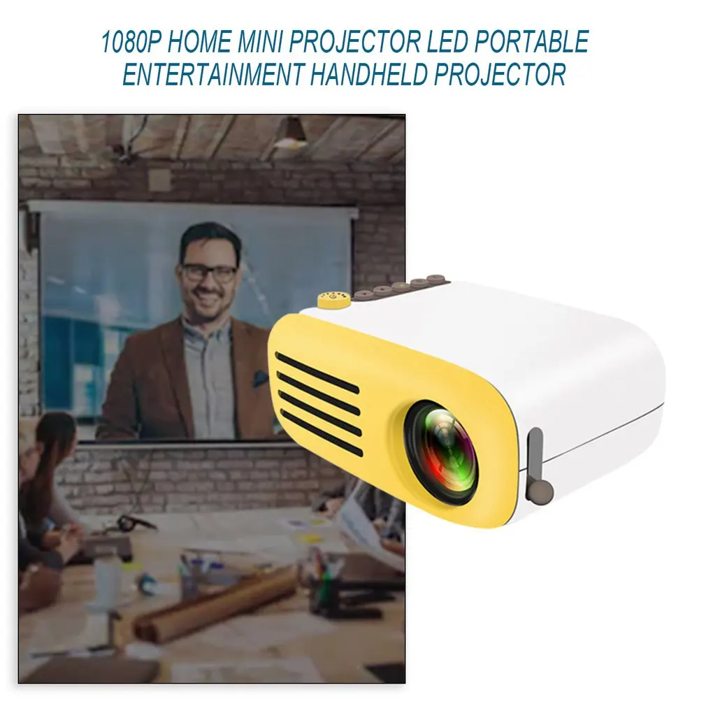 YG200 Yellow& White Portable LCD Projector 320x240 MAX 1080P With HDMI USB AV SD Input For Private Theater /Children Education