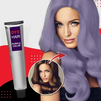 

100ml Unisex Fashion Purple Smoky Gray Hair Dye Cream Natural Plant Extract Component Formula Wax DIY Hairstyle Dyeing