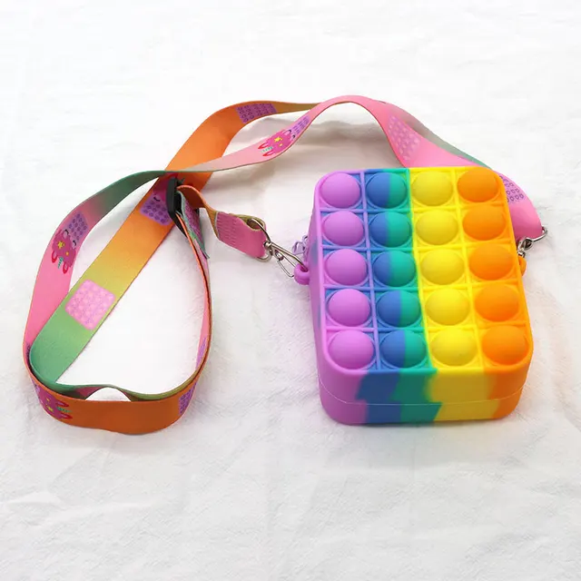 New Popit Mini Money Wallet Fingertip Toys Push Bubble Popite Pendant Bag Hot Sale Adult Decompression Toys Children Anti-Stress 0132-E