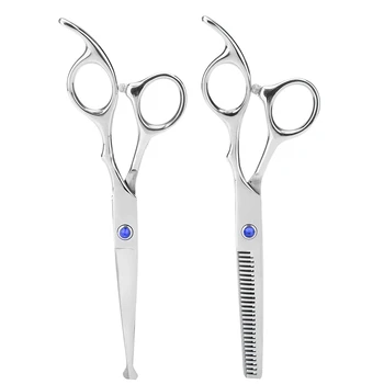 

2pcs Professional Hair Cutting Thining Hair Scissors Set Family Barber Salon Hairdressing Shear Blue Screw Styling Tool