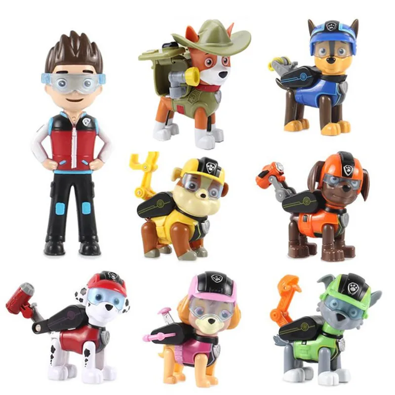 

8 Pcs/Set New Paw Patrol Dog Anime Kids Toys Weapons Can be ejected Action Figure Model Patrulla Canina Children Christmas Gifts