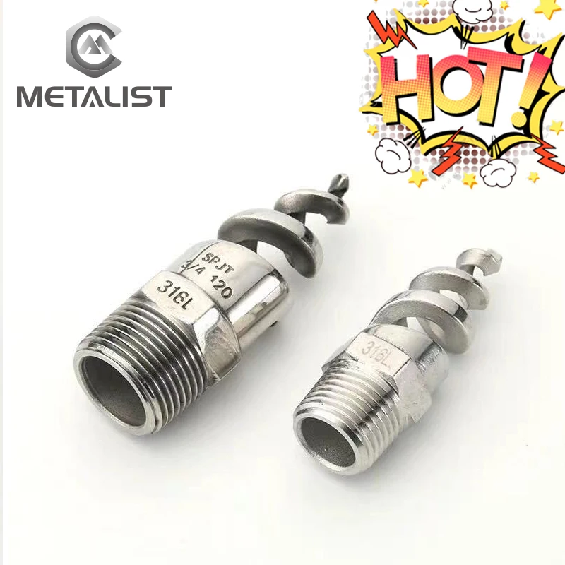 Металлист DN8-DN25 316L спиральная струя сопла, промышленный спрей пыли удаления сопла, полный конус спиральная сопло для сада