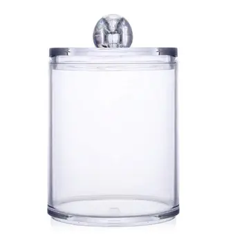 

Multifunctional round receive box Plastic cotton swab box cosmetic make-up cotton swabs transparent container