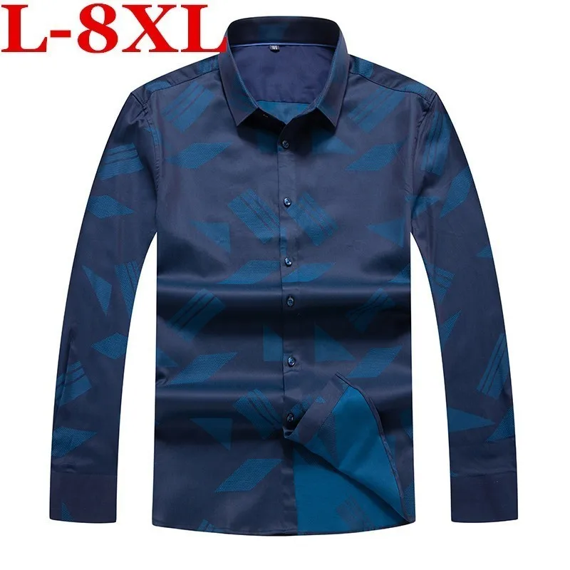 Новые мужские рубашки размера плюс 8XL 7XL деловые с длинным рукавом и отложным