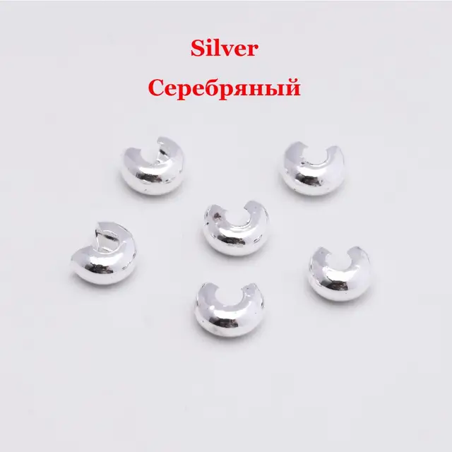 100pcs Open Crimp Beads Covers Crimp End Beads Stopper Spacer Beads For DIY Jewelry Making Findings Supplies quetschperlen Silver