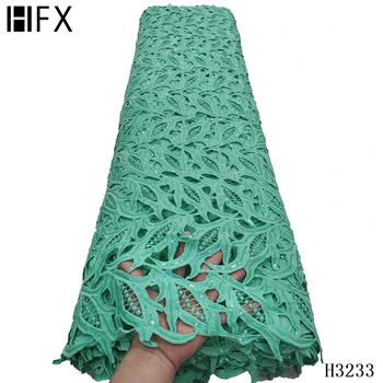 

HFX Mint Green Nigerian Lace 2020 High Quality Guipure Lace Africa Cord Lace French Lace Water Soluble For Wedding Party Dress