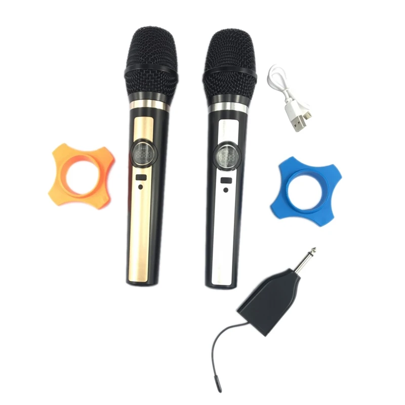 

Wireless Microphone UHF Dynamic Handheld Karaoke Mic Set Machine Speaker with Rechargeable Receiver 1/4 Inch Output for Stage Pa