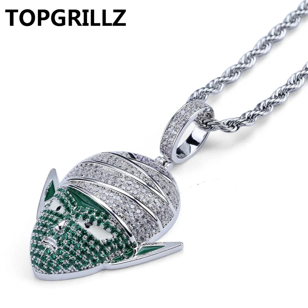 TOPGRILLZ, кулон в виде Драконий жемчуг, пикколо, ожерелье, Iced Out CZ, хип-хоп, золотой, серебряный цвет, для мужчин и женщин, Очаровательная цепочка, ювелирное изделие