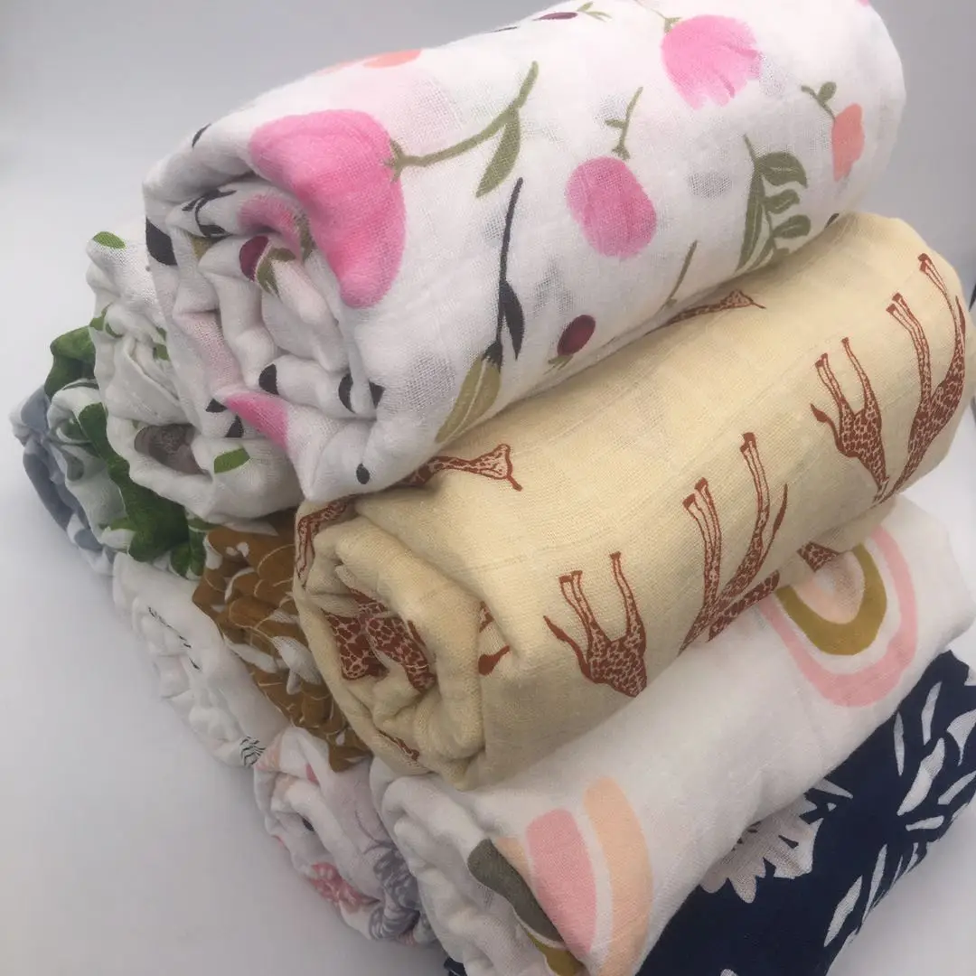 Manta de muselina para bebé recién nacido, manta de gasa de algodón para envolver, toalla de Pielucha, 120x110cm