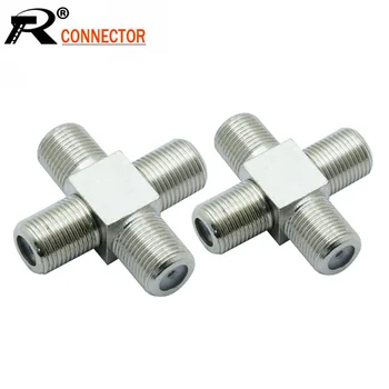 

10pcs/lot F Female Connector 1 F Jack to 3 F Jack Socket TV Adapter 4 Way F Splitter Digital TV Cable TV Coax Plug Connector