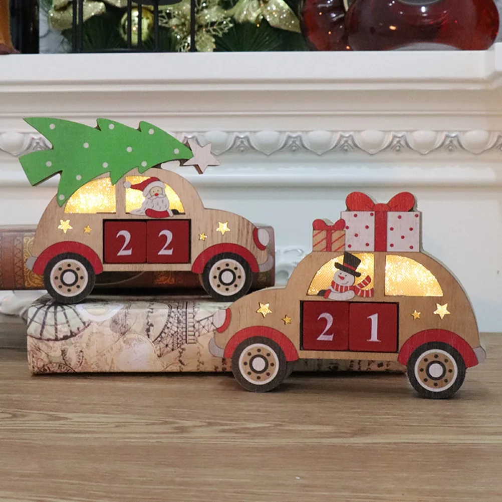 Luminous Christmas Advent Calendar Perpetual Creative Car Shape Santa Claus Snowman Glowing Countdown Block | Дом и сад
