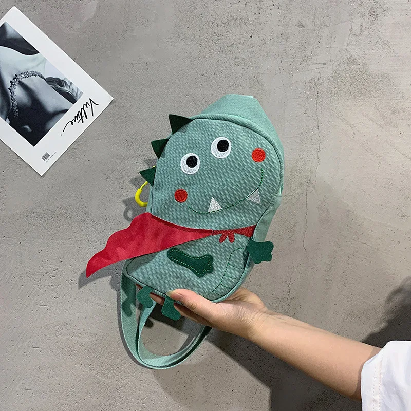 Холщовая Сумка с динозавром Женская милая сумка для мобильного телефона мультяшная квадратная сумка на бретельках новая стильная сумка на плечо для девочек