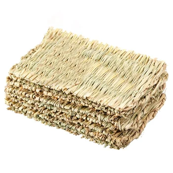 

8PCS Grass Mat Woven Bed Mat for Small Animal Bunny Bedding Nest Chew Toy Bed Play Toy for Guinea Pig Parrot Hamster