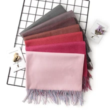 

2021 Winter Women Scarf Fashion Solid Soft Cashmere Scarves for Lady Pashmina Shawls Wrap Blanket Bandana Female Foulard Tassel
