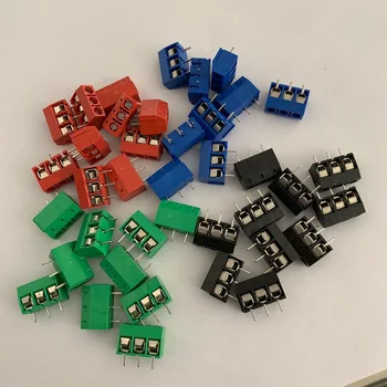 

100pcs/lot KF301-3p Screw PCB Terminal spacing 5.0 connector terminal, terminal green, black, red, blue KF-301