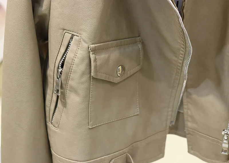 Chaquetas Mujer куртка из искусственной кожи женское пальто классное винтажное пальто с длинными рукавами Свободная Женская куртка-бомбер мотоциклетное пальто укороченные топы Streetwaer