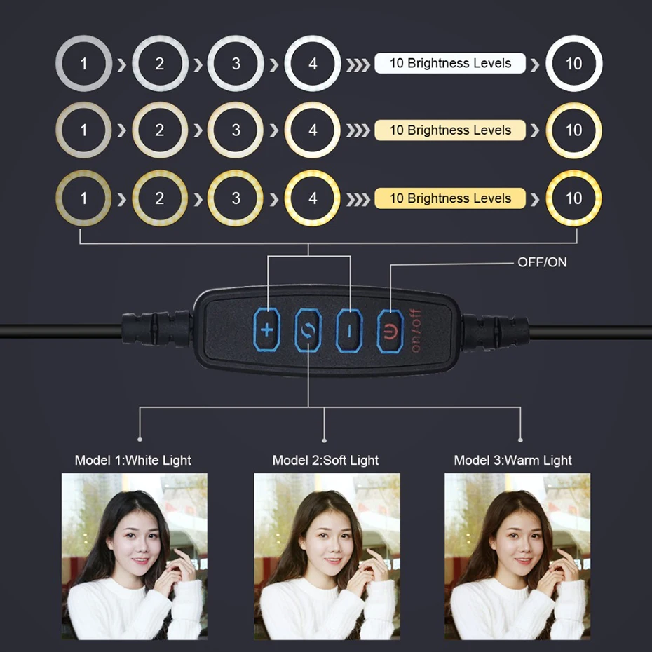PULUZ 4,7/6,2 дюймов USB 3 режима приглушаемая Фотографическая кольцевая лампа для селфи светодиодный видео свет для блогера и холодного башмака штатив с шаровой головкой