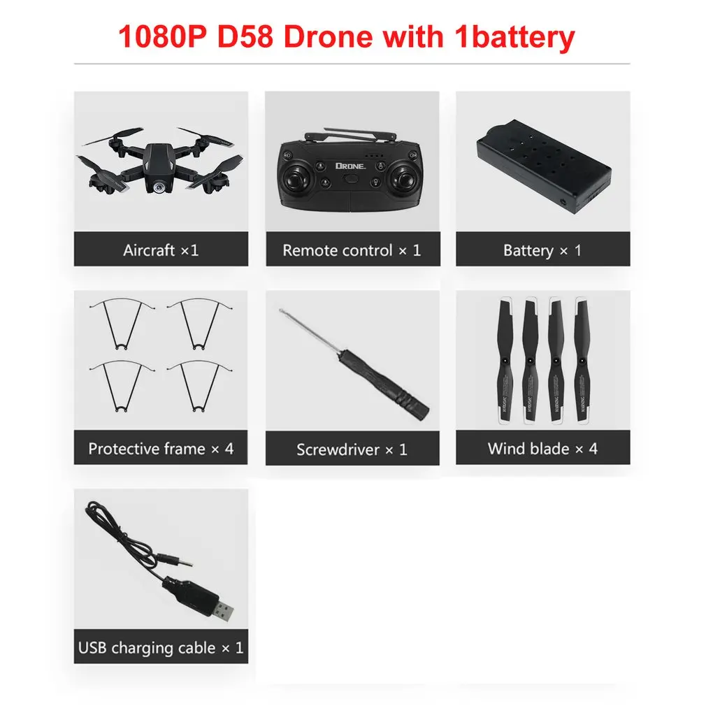 

D58 Foldable RC Drone with 1080P Camera Gesture Photo Video Optical flow position RC Helicopter