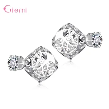 

Very Cheap Square Stud Earrings For Women 925 Sterling Silver Cubic Zirconia Earrings For Girls Wedding/Birthday Party Jewelry