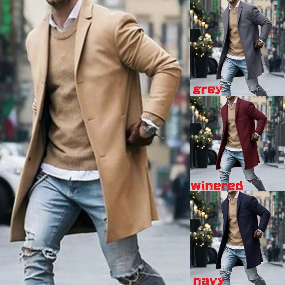 Hirigin модные мужские шерстяные пальто зимнее пальто Верхняя одежда Пальто с длинным рукавом мужская куртка с длинным рукавом зимнее пальто размера плюс