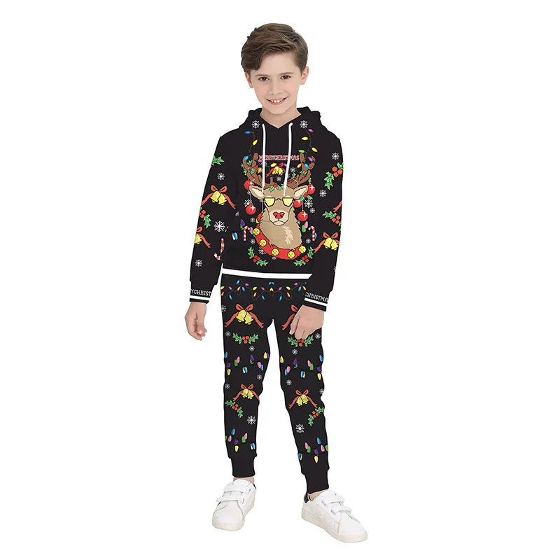 

Boys Christmas Family Pajamas Sweaters Children Winter Cartoon Pullover Knitted Kids Long Sleeve Christmas Deer Clothes 4-10 Y