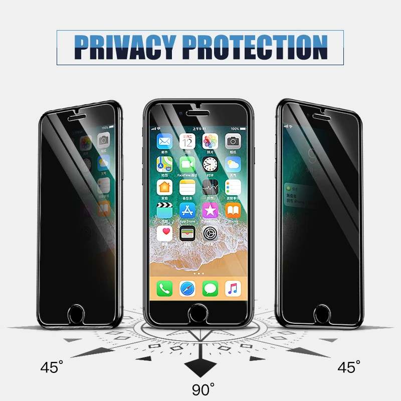 100D Chống Gián Điệp Kính Cường Lực Cho iPhone 13 12 Mini 11 Pro XS Max X XR Riêng Tư Tấm Bảo Vệ Màn Hình iPhone 7 8 6 6S 6S Plus SE 2020 Glas mobile screen guard Screen Protectors