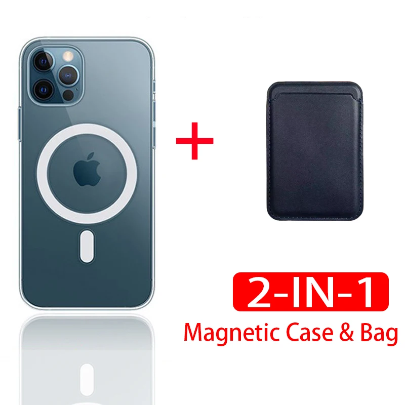 Transparent Magnetic Case & Bag For IPhone 12 Pro Max Mini Magsafing For IPhone 11 IPhone12 Pro 12pro Max Magnet Card Holder