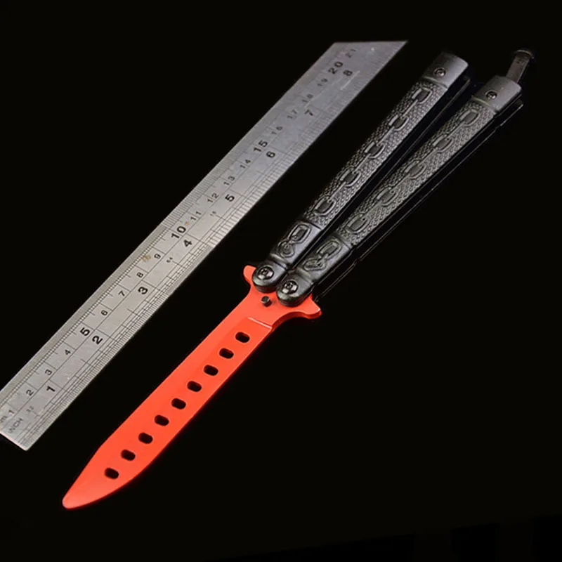 

Dropshiping Butterfly in knife Aluminum creative chain training knife butterfly practice tool red practice round hole no edge