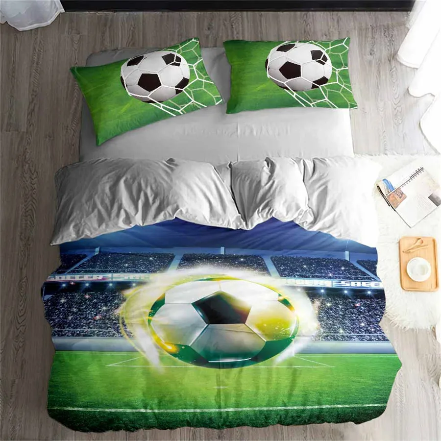 Helengili 3d Bedding Set Football Print Duvet Cover Set Lifelike