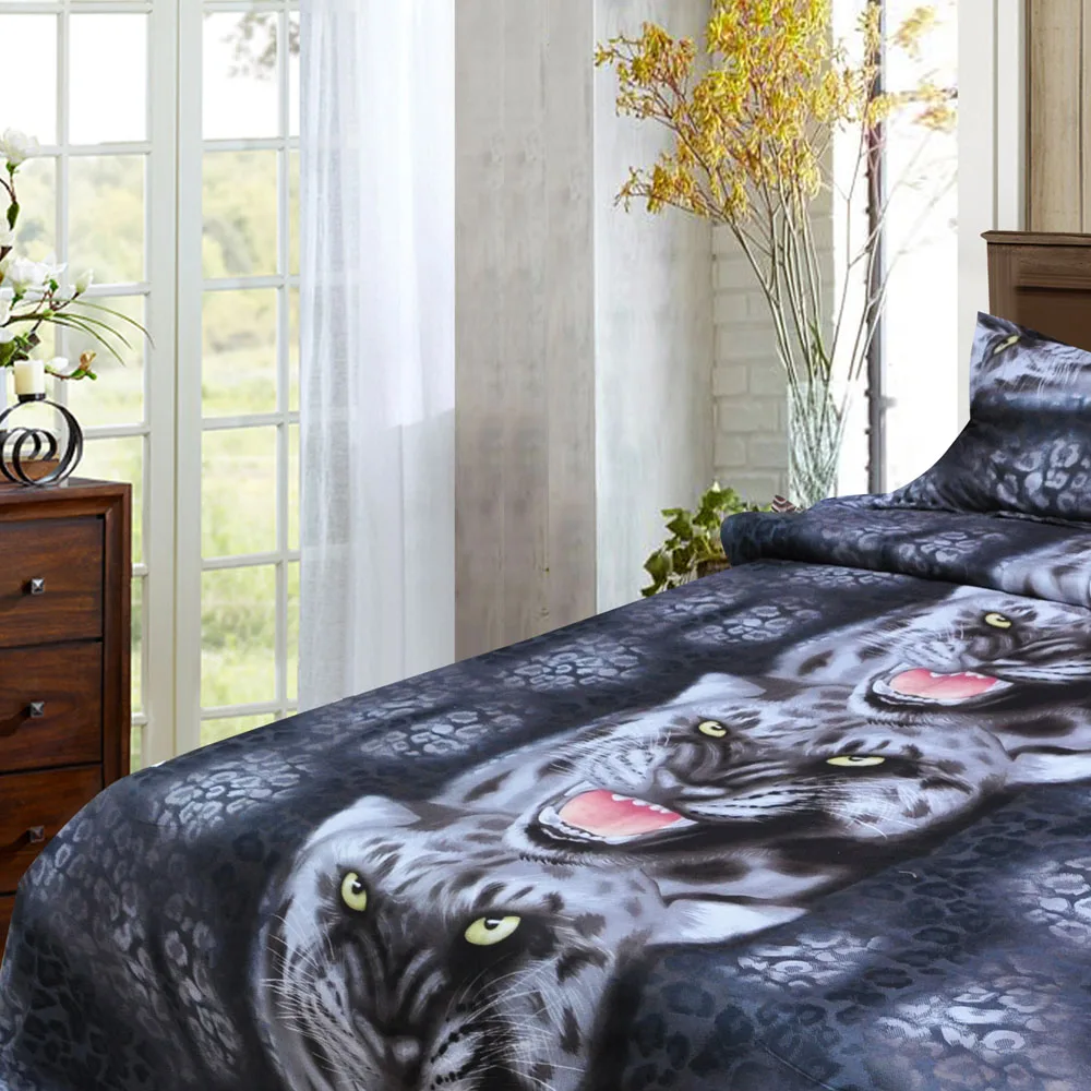 

4pcs 3D Printed Bedding Set Bedclothes Black Tiger Queen/King/Twin Size Bedclothes Duvet Cover Bed Sheet 2 Pillowcases
