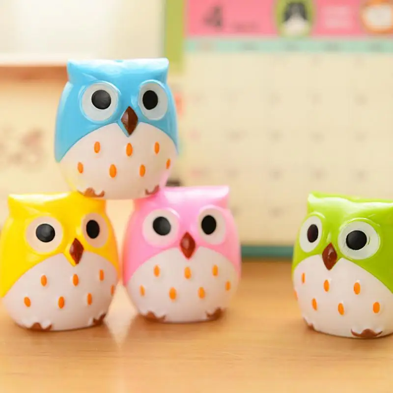 

1pc 4 Color Cute Lovely Owl Plastic Pencil Sharpener Creative Stationery For School Kids Random Color Support Wholesale TXTB1