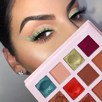 

New 12 Color Brighten Glitter Eyeshadow Makeup Pallete Matte Eye Shadow Palette Makeup Brushes Shimmer Pigmented Cosmetics TSLM1