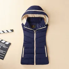 

2021 Winter New Down Vest Women Casual Hooded Female Cotton Padded vest parkas M-3XL Autumn Warm Sleeveless Waistcoat Jacket