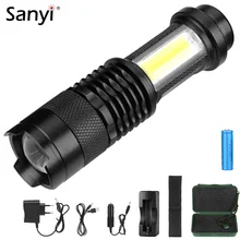 2000LM XML XPE COB светодиодный фонарик портативный мини-фонарь с зумом для использования батареи AA 14500 водонепроницаемый фонарь для освещения