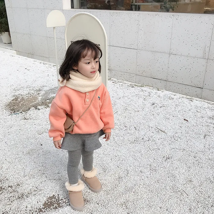 Autumn Winter cute girls warm thick pantskirt baby girl mirco velvet lining leggings with skirt